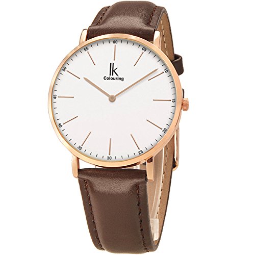 IK Slim Ø40mm Armbanduhr Herren Damen Ultra-flach Leder-Armband – Bild 6