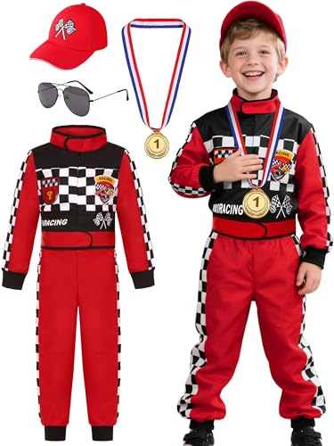 Bordazor Kids Race Car Driver Costume for Boys Girl...