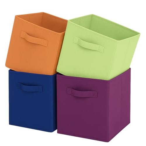 Pinkgarden Cubes de Rangement Pliables en Tissu avec poignées, 4 boîtes de Rangement pour Maison, Chambre d'enfant, Placard et Organisation des Jouets...