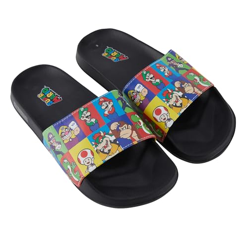 Nintendo Mens Mario Slide Sandals - Super Mario Shoes - Mario, Luigi, Kirby and Donkey Kong Slide Sandals Shoes
