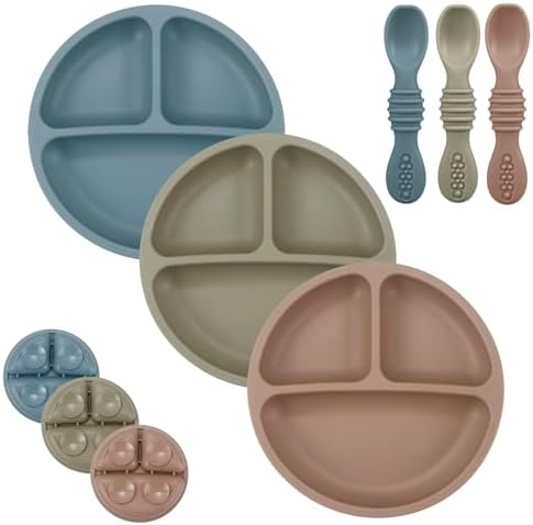 PandaEar Set de Alimentación para Bebés, 3 Platos para Niños con ...