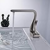 Senlesen Commercial Single Handle Brass Bathroom Faucet Brushed Nickel Deck Mount Lavatory