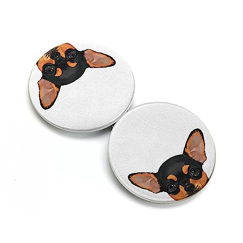 Wirester Round Foldable Pu Leather Compact Pocket Purse Makeup Mirror, Dual Sided Travel Mirror With 2X 1X Magnification - Black Tan Chihuahua Dog #TOP3