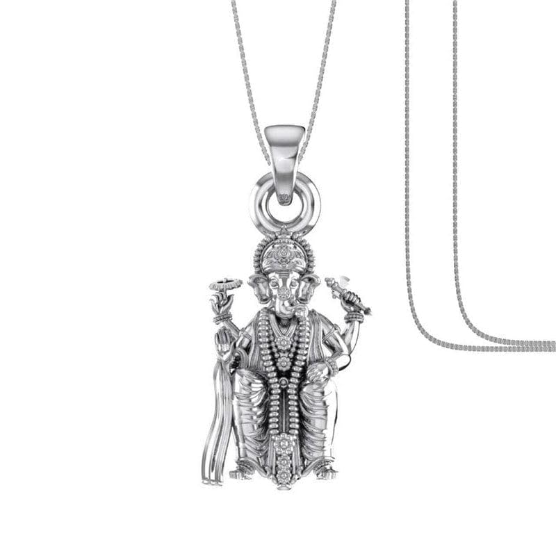 Pendentif Lord Ganapathy en argent sterling 925 collier maille vénitienne luxe