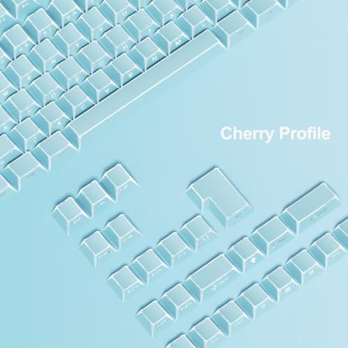 Image of Fogruaden PBT Keycaps Set, Cherry Profile Side Print Keycap for Mechanical Keyboard Keycaps(ZheYing-Blue)