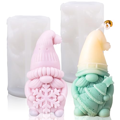 Rdlobu 2 moldes de silicona para velas navideñas 3D con forma de...