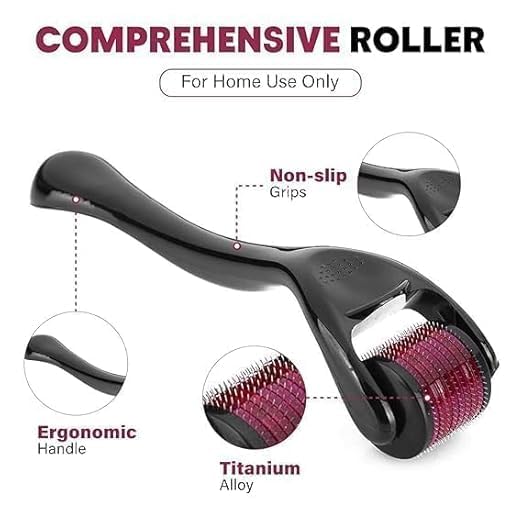 Image of Linoges Derma Roller 1.50mm for Hair & Beard Growth - 540 Titanium Micro Needles for Hair Regrowth, Beard Growth, Acne Scar Reduction & Skin Rejuvenation - Safe for Men & Women (Black)