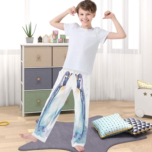 Boy's Pants Blue Penguin Jogger Pants Elastic Waist Long Bottoms Trousers with Pockets 6-14 Years4