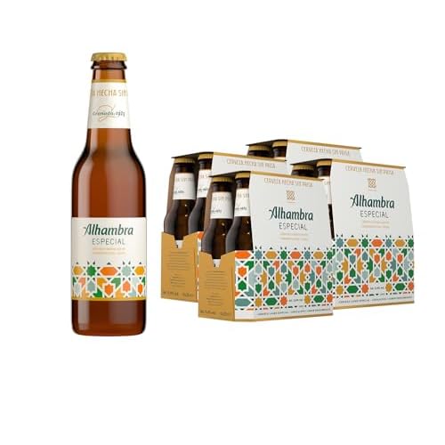 Alhambra Especial, Pack 24 Botellas x 25 cl, Cerveza Especial de Fermentación Lenta, 5.4% Volumen Alcohol