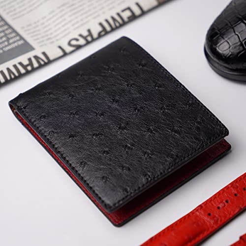 Image of HATA Men Leather Bifold Wallet RFID Blocking Front Pocket Exotic Billfold Handmade Gift For Birthday Wedding Anniversary Father's Day