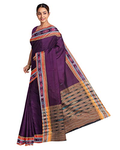 Image of Odisha Sambalpuri Handloom Ikat Women's Cotton Saree, Odisha Handloom Handmade Pure Cotton Khandua Saree, Ikkat Orissa Traditional Handloom Saree Without Blouse
