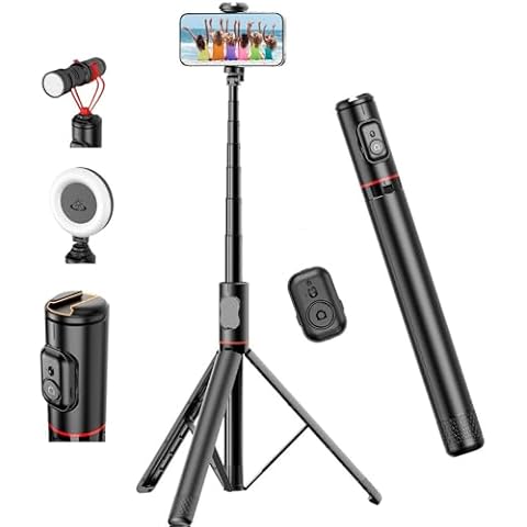 Extendable Cell Phone Tripod Stand, Phone Tripod & Selfie Stick, Extendable Phone Tripod Stand, Selfie Stick Tripod 360°, 72" Phone Tripod, Stable Travel Tripod for iPhone/Android Cover