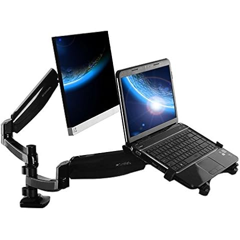 LCD LED Monitor Desk Mount Arm Stand Bracket. Very Strong and Light Weight Die-Cast Aluminium supports up to 10Kg 30" monitor with Tilt and Swivel (Dual Spring Adjustable Monitor & Laptop) Cover