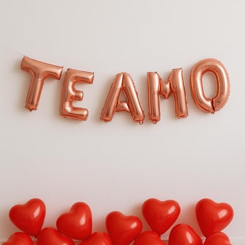 Kit Balões Metalizados Te Amo, Rose Gold, 40cm, 5 Peças, Decoraçã...