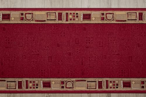 Alfombra de pasillo jena color vino tinto de 120x200 cm rugsx 6