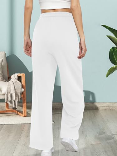 Missufe Women's Elastic High Waist Wide Leg Loose Casual Pants Joggers Workout Lounge Sweatpants with Pockets4