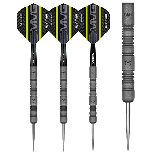 Dardos con punta de acero Winmau MvG Exact y vástagos de juego 2