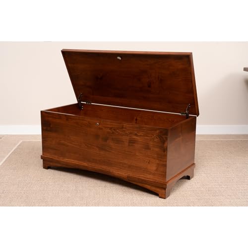 Image of Rustic Red Door Co. Whitley Cedar Hope Chest with Flat Top - Amish Storage w /Anti-Slam Hinges - Blanket Hope Chest Trunks with lock - Solid Wood (Brown Maple Wood, Asbury Stain, 46 inch)
