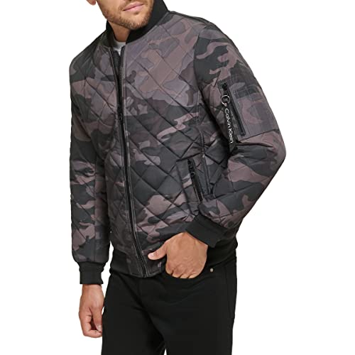 Image of Calvin Klein Men's Quilted Zipper Detail Flight Jacket