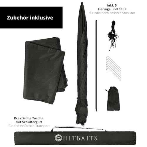 Foto von Hitbaits Angelschirm Wasserdichtes, Regenschirm Groß, Regenschirm Sturmfest, Angel Zubehör, Leicht Aufzubauen, Abnehmbar, Schnell Aufspannbar, Langlebig, mit Fenstern und Kappe Brechfähigkeit
