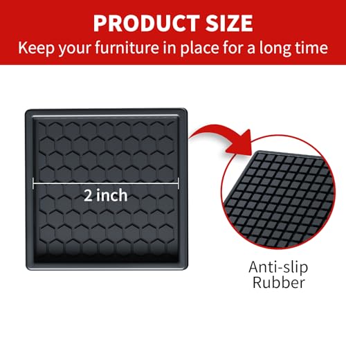 Image of Ezprotekt Non Slip Furniture Pads, 16 Pcs 2 inch Anti Slip Rubber Caster Cups, Anti Skid Furniture Coasters for Hardwood Floors, No Slide Furniture Gripper, Furniture Stoppers to Prevent Sliding (Black)