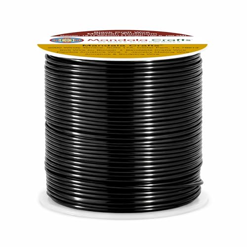 Image of Mandala Crafts 18 Gauge Black Anodized Aluminum Craft Wire, 100 FT | Colored, Flexible, Bendable, for Bonsai, Armature, Sculpting, Wire Wrapping, Jewelry Making, Weather & Tarnish Resistant