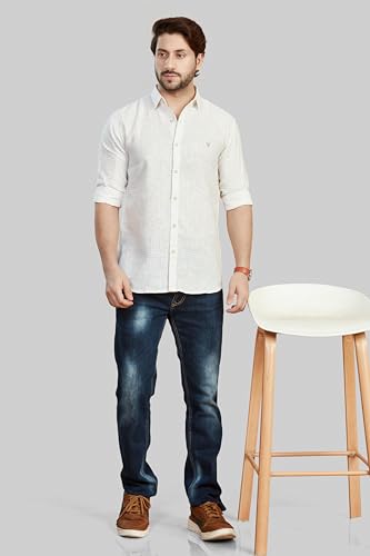 Image of Men's White and Brown with Lining and Checks Shirts with Cotton Blend | Slim fit Comfortable Shirt | Thin to Thick Lining and Checks | Casual and Office wear.