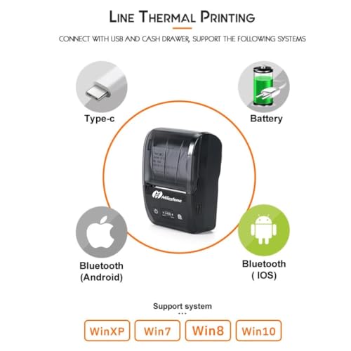 Image of Milestone MPT-II 58mm Thermal Printer Bluetooth POS Android 2 Inch Receipt Bill Printing Machine for Shop Restaurant Swiggy Zomato KOT Mall Mini Market with 10pcs Thermal Roll