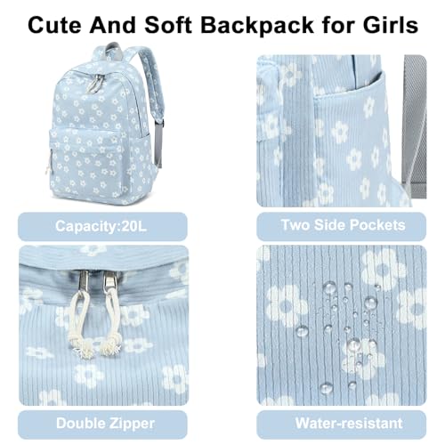 Image of BTOOP School Backpack for Teens Large Corduroy Bookbag Lightweight 15.6 inch Laptop Bag for Girls Women Casual High School College