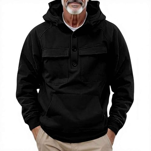 Hooded Sweatshirt for Men Oversized Button Up Casual Pullover Plus Size Lounge Big and Tall Hoodies with Pockets4