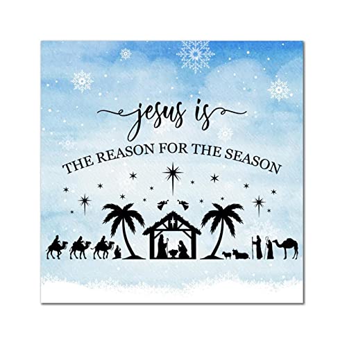 Plaque murale en bois Jesus is The Reason retro 35x35 cm