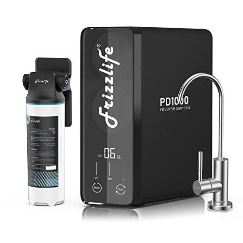 Frizzlife 1000GPD Reverse Osmosis Water Filter, Alkaline Mineral pH+ Reverse Osmosis System, 9-Stage Filtration Tankless RO Water Filter System, 2:1 Pure to Drain, Under Sink, Reduce TDS, PD