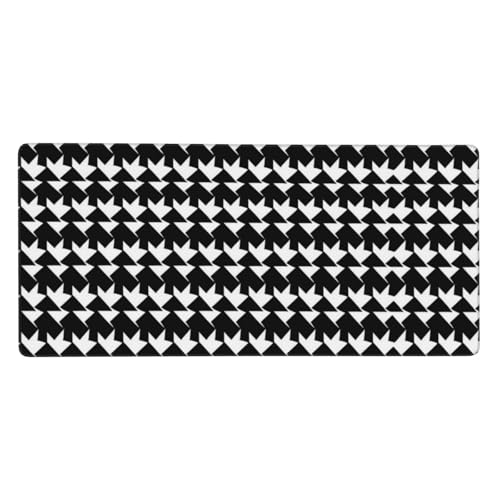 Tapis de souris XXL 90x40 cm noir motif pied-de-poule pour bureau et écriture