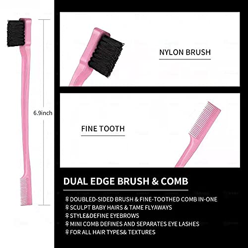 Goiple 3 Pieces Hair Styling Comb Set Teasing Hair Brush Rat Tail Comb Edge Brush For Edge&Back Brushing thumb #2