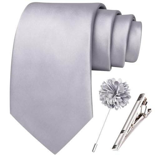 Image of Hi-Tie Men's Extra Long Solid Satin Tie Set 63 Inch /70 Inch Formal Necktie