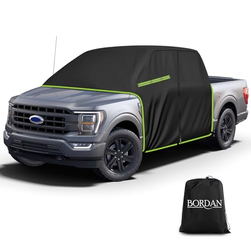Image of Truck Cab Car Cover Waterproof All Weather - Pickup Truck Car Cover Fit for Ford F150, Chevrolet Silverado 1500, Gmc Sierra,Ram 1500 Short Bed(5.7'-6.6') with Door Zipper, Sun Rain UV Dust Protector