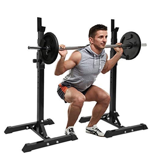 Pair of Adjustable Squat Rack Standard 31.5-59 Inch Solid Steel Squat Stands Barbell Free-Press Bench Home Gym Portable Dumbbell Racks Stands,H Shaped Bases,Fastening Nut,Anti-Skid,Fitness (Black)