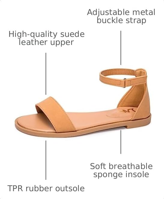 Image of LM Women's Flat Sandals Open Toe One Band Ankle Strap Sandals Casual Summer Flat Sandals