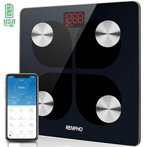 RENPHO Bluetooth Rechargeable Smart Scale Digital Weight and Body Fat USB Weight BMI