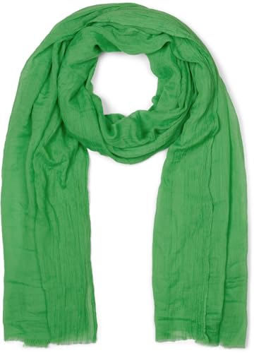 styleBREAKER Damen Schal Leicht & Transparent mit kurzen Fransen | Einfarbiges Halstuch für Frühling und Sommer | Weiches großes Schultertuch 188 x 100 cm Farbe:Grün
