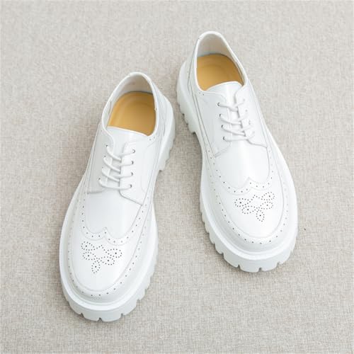 Men's Classic Patent Leather Platform Brogue Lace Up Dress Shoes Lace-Up Sneakers Lightweight Penny Formal Business Wedding Round Toe Moccasins Shoes4