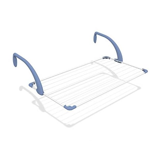 Gimi Brezza 100 Stendibiancheria da Balcone, Stendino da Balcone, Spazio di Stenditura 10 m, Acciaio/Resina, Bianco, 110 x 56 x 28 cm
