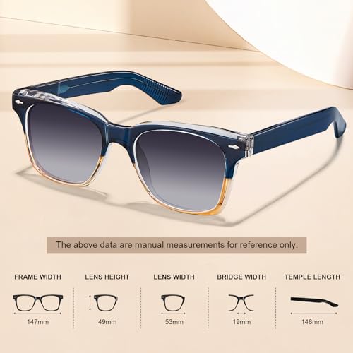 Image of CARFIA Retro Polarized Sunglasses For Men UV400 Protection Chunky Square 90s Style Trendy Classic Glass