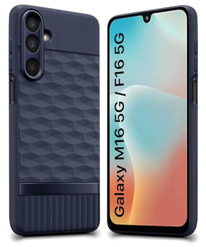 Image of WOW IMAGINE Back Cover for Galaxy M16 5G | Galaxy F16 5G with Hexa Cube Design | Ultra Slim Rubberised Case | Inner Velvet Fabric | Silicone Flexible Mobile Case | Camera Protection - Blue
