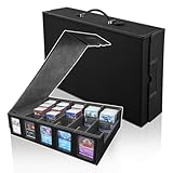HG CHASING TRIBE デッキケース トレカケース PU レザー カード4200+枚収納 大容量 トップローダー用ケース 展示窓付き スリーブ対応 トレーディングカードケース (黒、グレー, 5列窓付き/4000枚のカード収納)