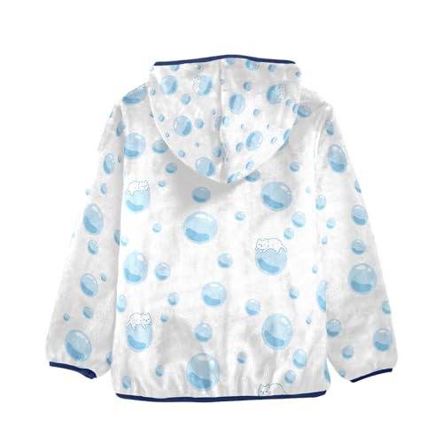 Kitten Bubbles Girls Fleece Jacket Girls Fall Jacket Girls Zip Up Hoodie Girls Sherpa Jacket 2-10T2