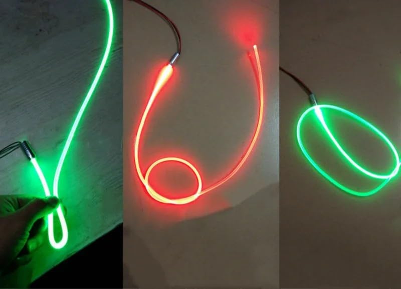 2M 3mm (Diameter) Optical Cable Side Light Strip mini 12V 3W Illuminator LED Aluminum Light Source Engine Home car Atmosphere DIY(Green)