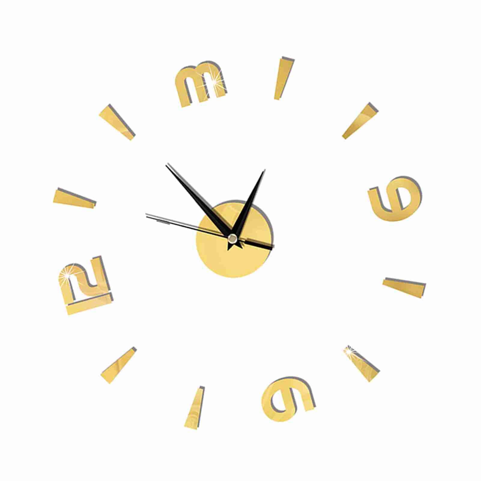 Jelquix Acrylic Mirror Wall Clock Sticker Elegant DIY Watch Decor for Home and Office, 1mm Thickness, Living Room and Bedroom (Gold)