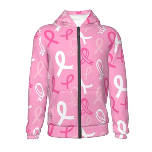 Breast Cancer Awareness (3) Kids Pullover Hoodies Boys Zip Up Sweatshirts Girls Athletic Clothes with Pocket2