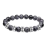 ORFANDE Personalized Stone Beads Bracelets for Men with Name Engraved Lava Beads Bracelet Tiger Eye